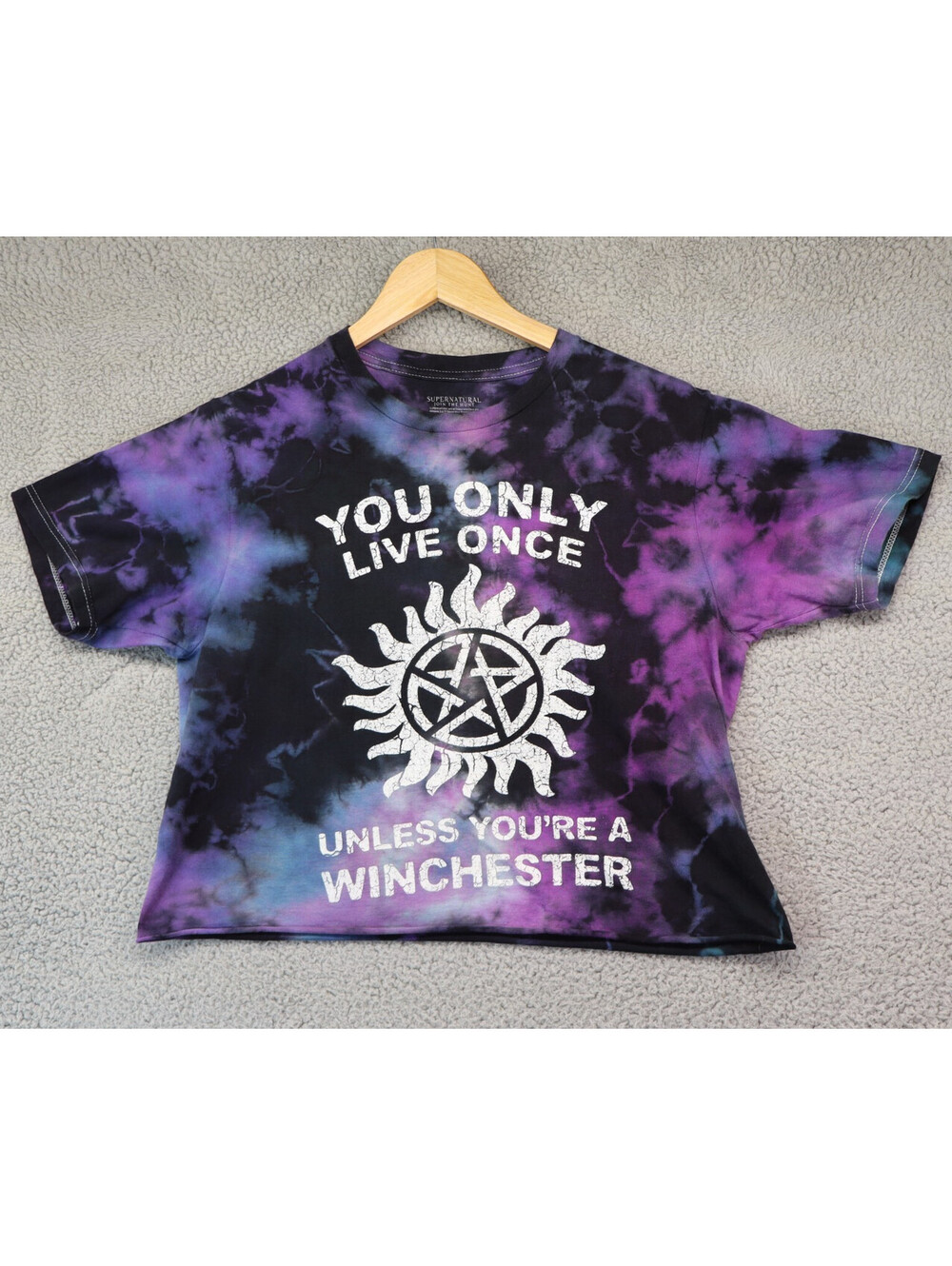 Supernatural Crop Top Tie Dye Crop Women Sz S YOLO Hot Topic